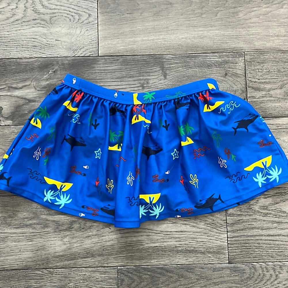 Hanna Andersson girls swim skirt, 8, blue under the sea
